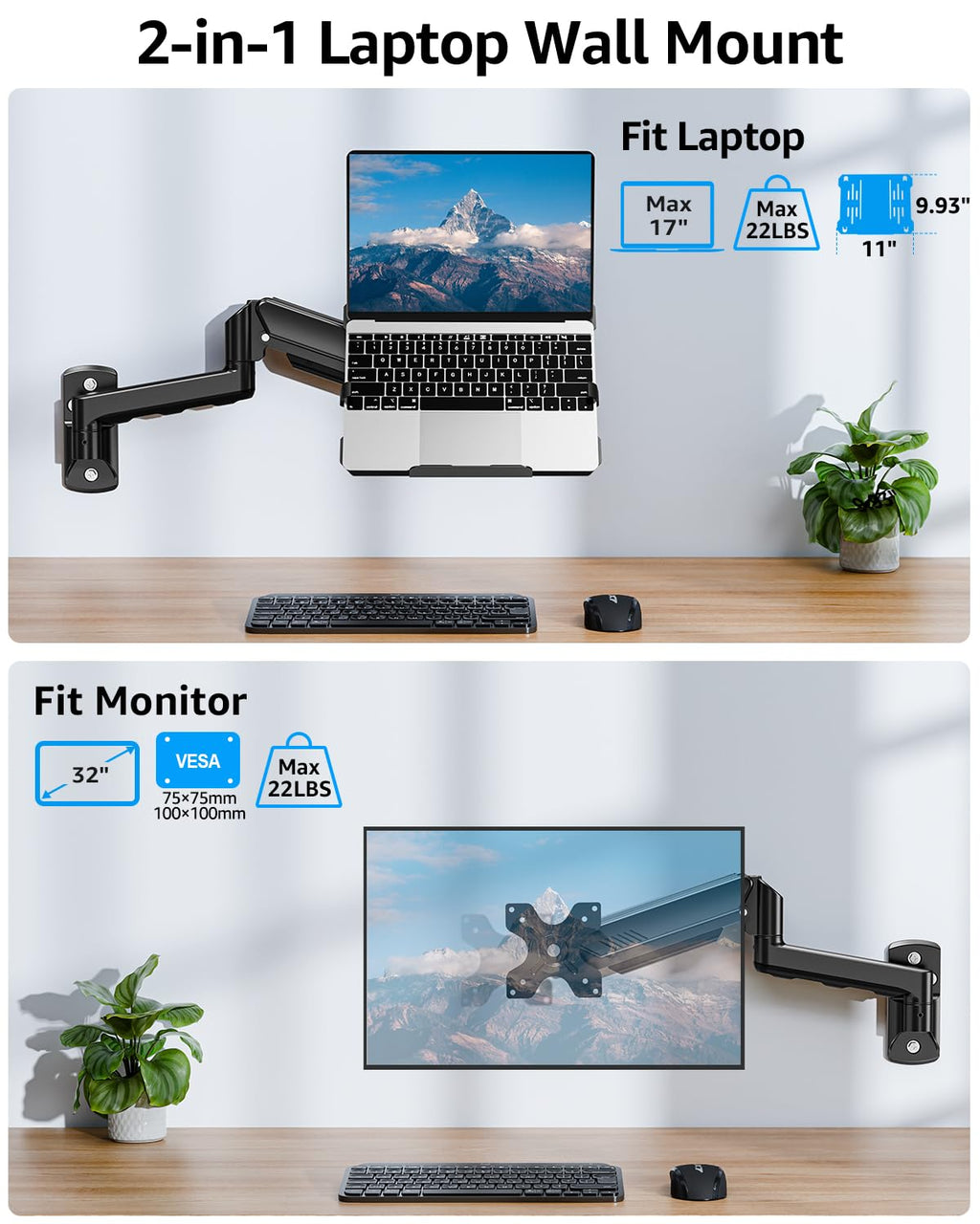 MOUNTUP Laptop Mount for Home and Office Workstations