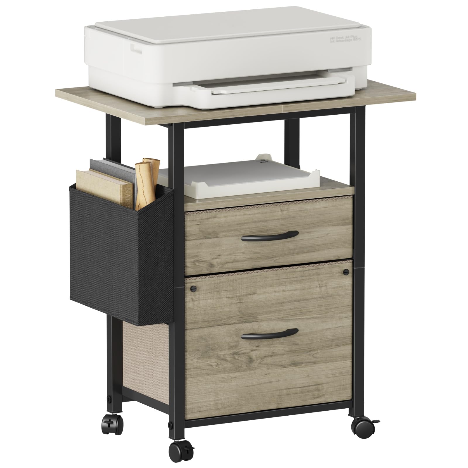 GYIIYUO 24-Inch Mobile 2-Drawer File Cabinet and Printer Stand