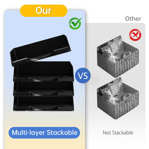 4-Pack Stackable Letter-Size Paper and File Organizer Trays