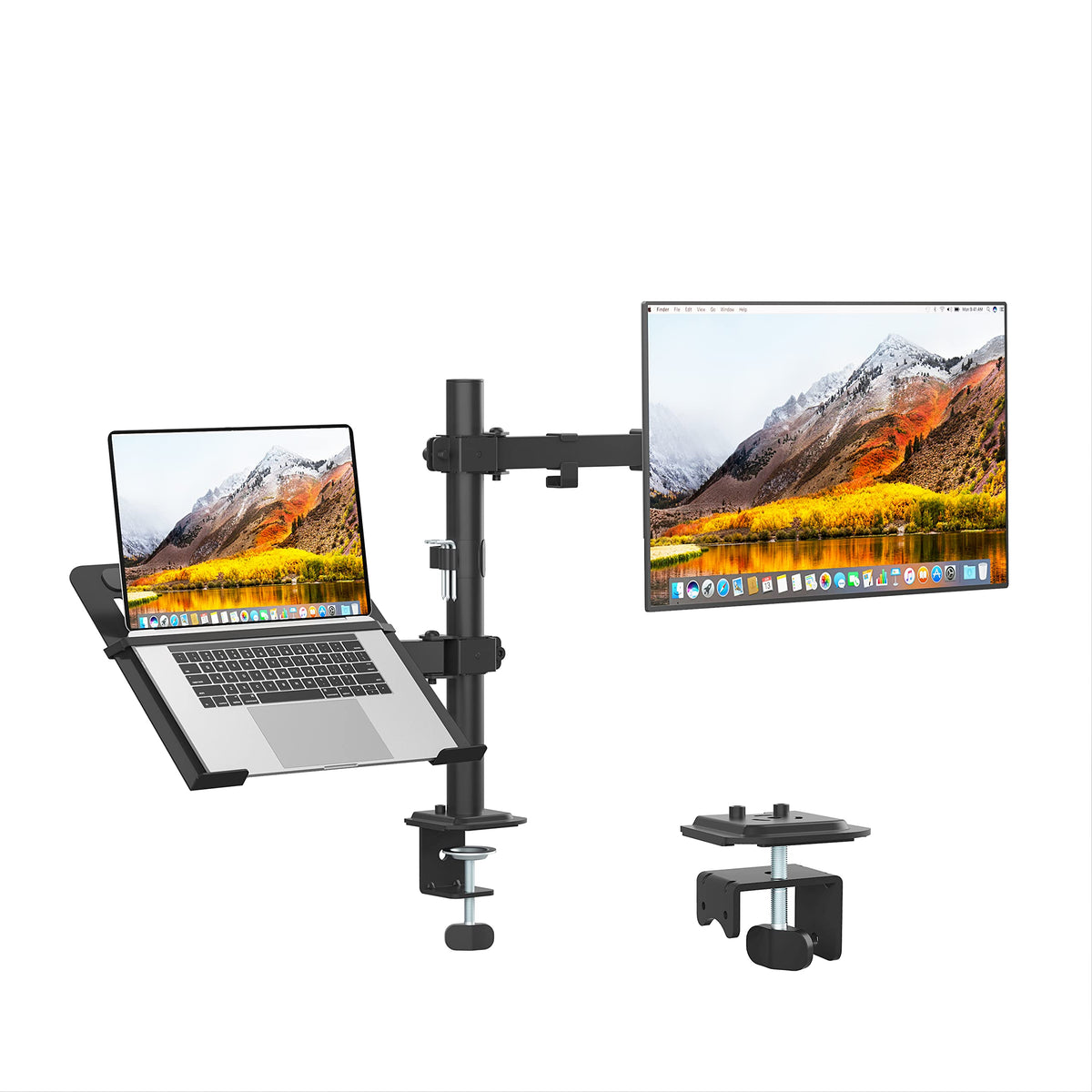 UPGRAVITY Monitor Arm with Laptop Tray for 13–27-Inch Monitors