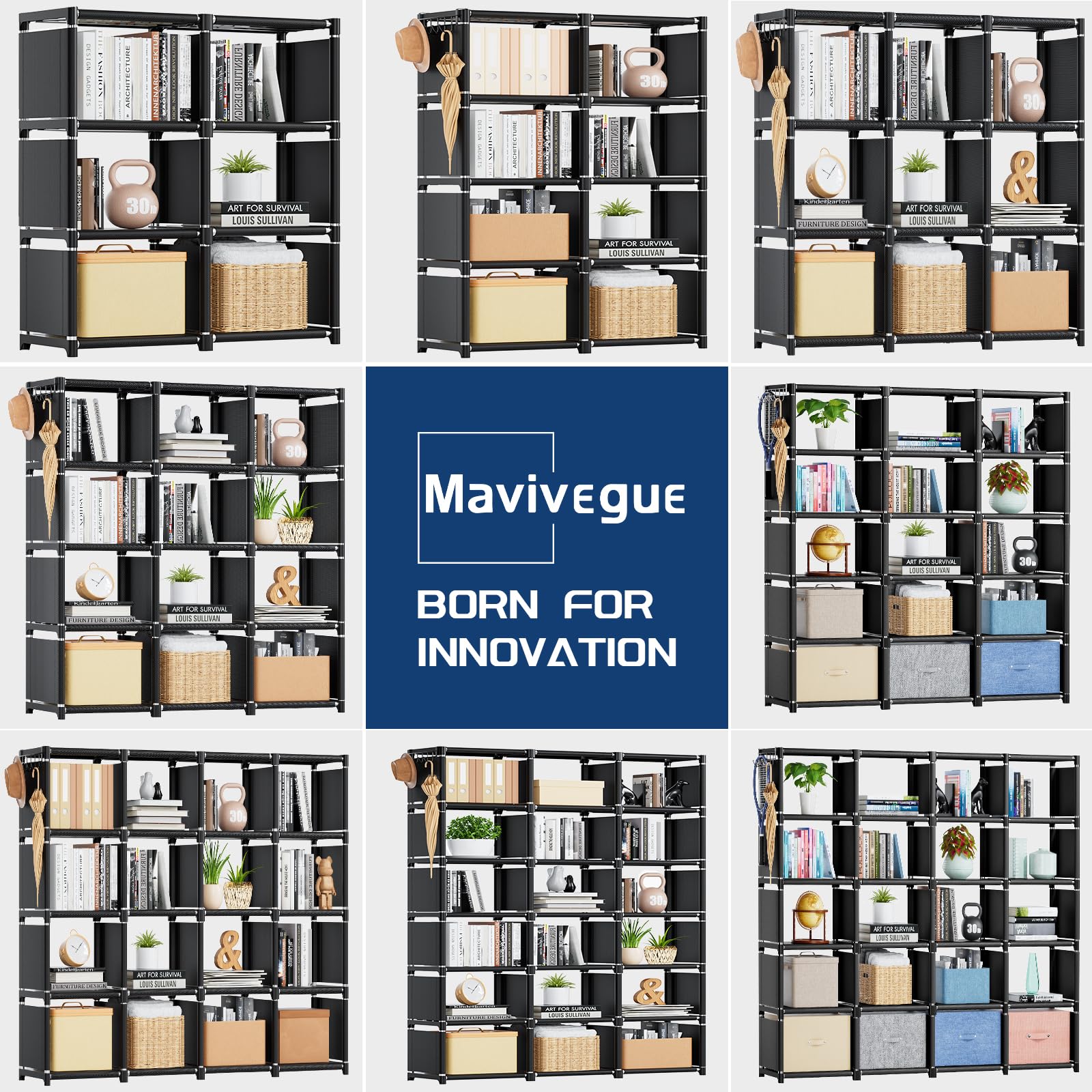 Mavivegue Freestanding Bookshelf for Home and Office Storage