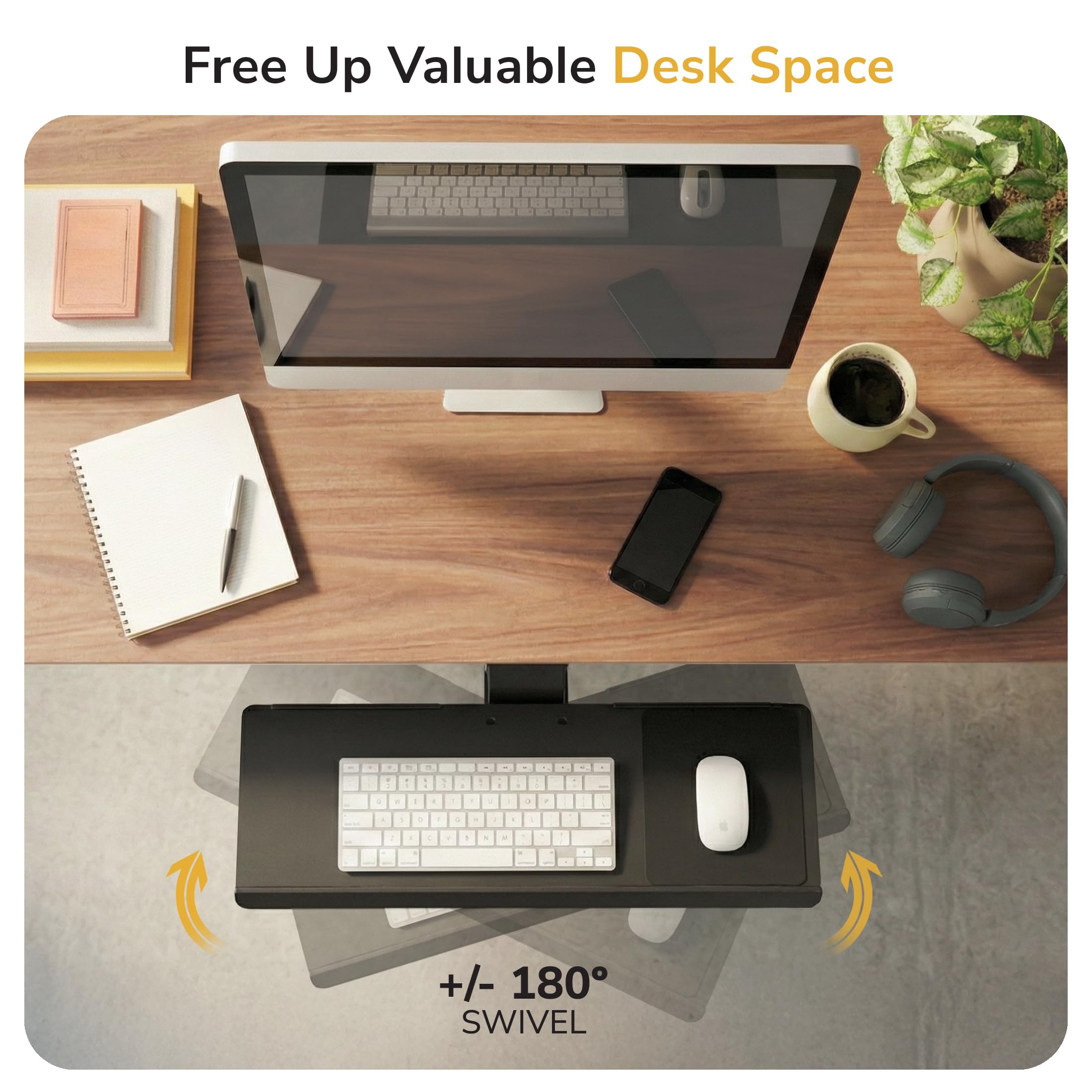 Mount-It! 26.5-Inch Adjustable Under-Desk Keyboard Tray