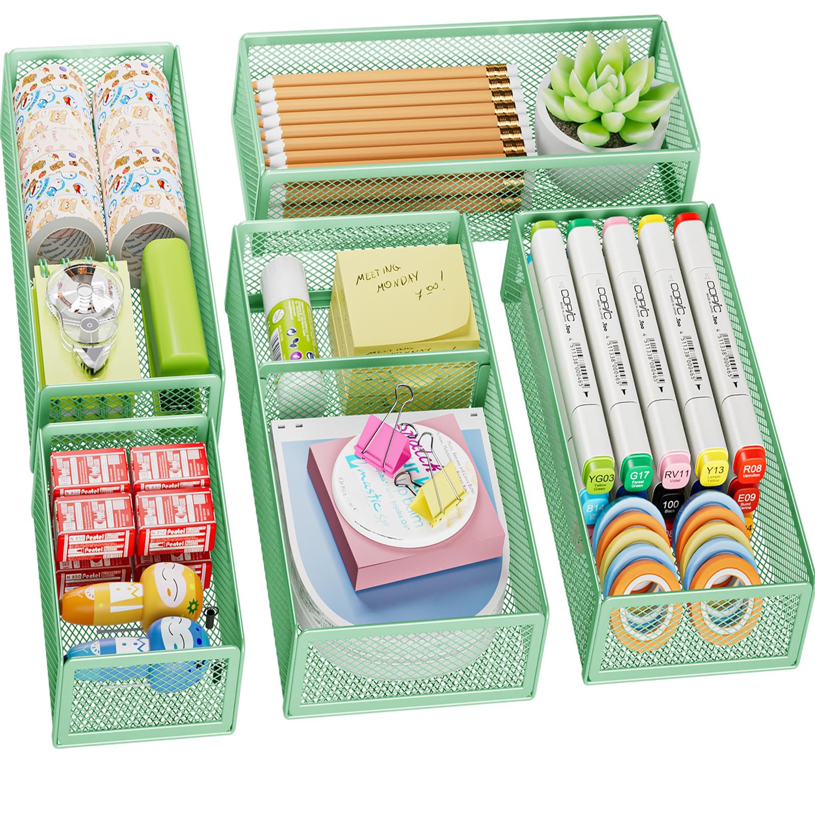 Marbrasse 5-Piece Mesh Desk Drawer Organizer Set