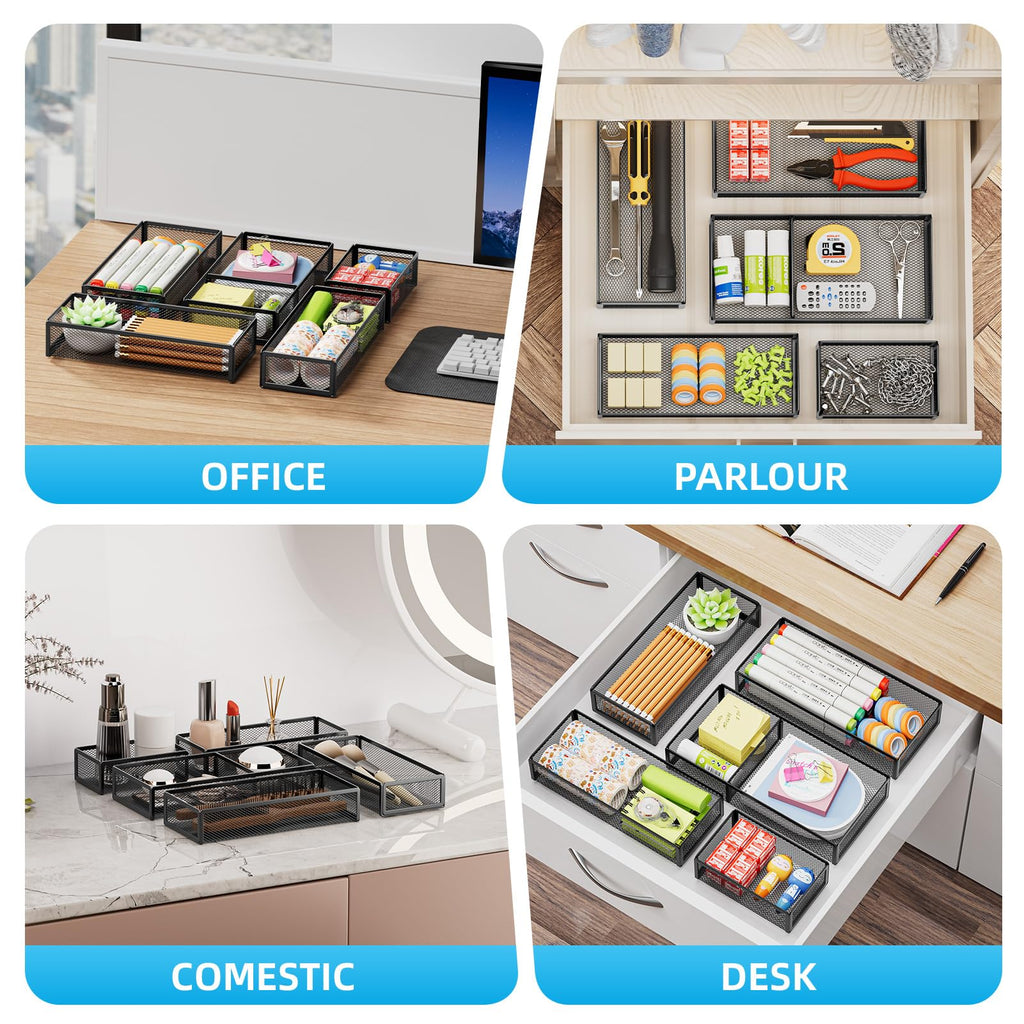 Marbrasse 5-Piece Mesh Desk Drawer Organizer Set