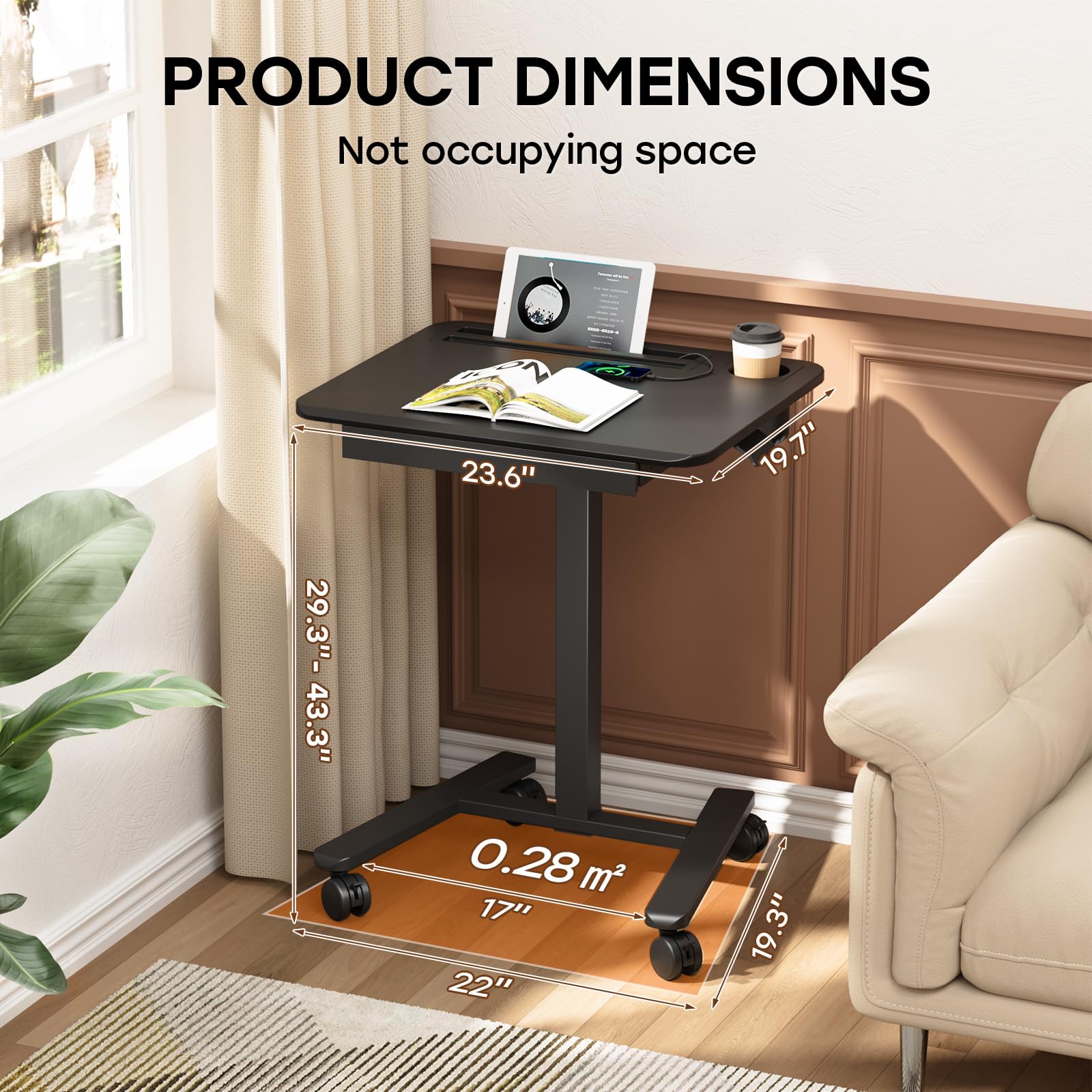 JYLH JOYSEEKER Mobile Standing Desk with Drawer