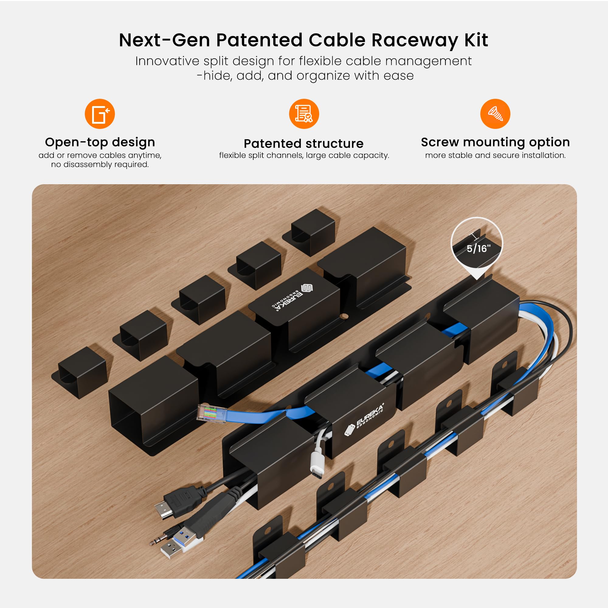 EUREKA ERGONOMIC 316-Piece Metal Under-Desk Cable Management Kit