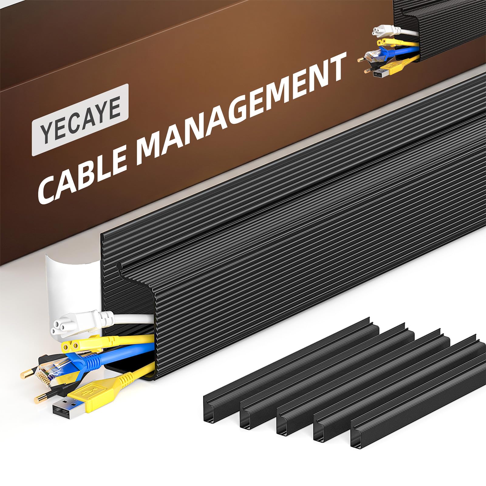 YECAYE Self-Adhesive Cable Hider and Cord Organizer, Black
