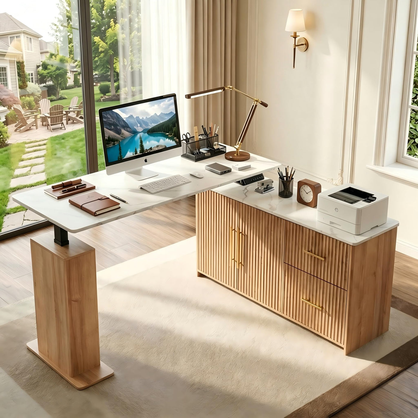 NORTHSKY 55-Inch L-Shaped Electric Standing Desk with Drawers