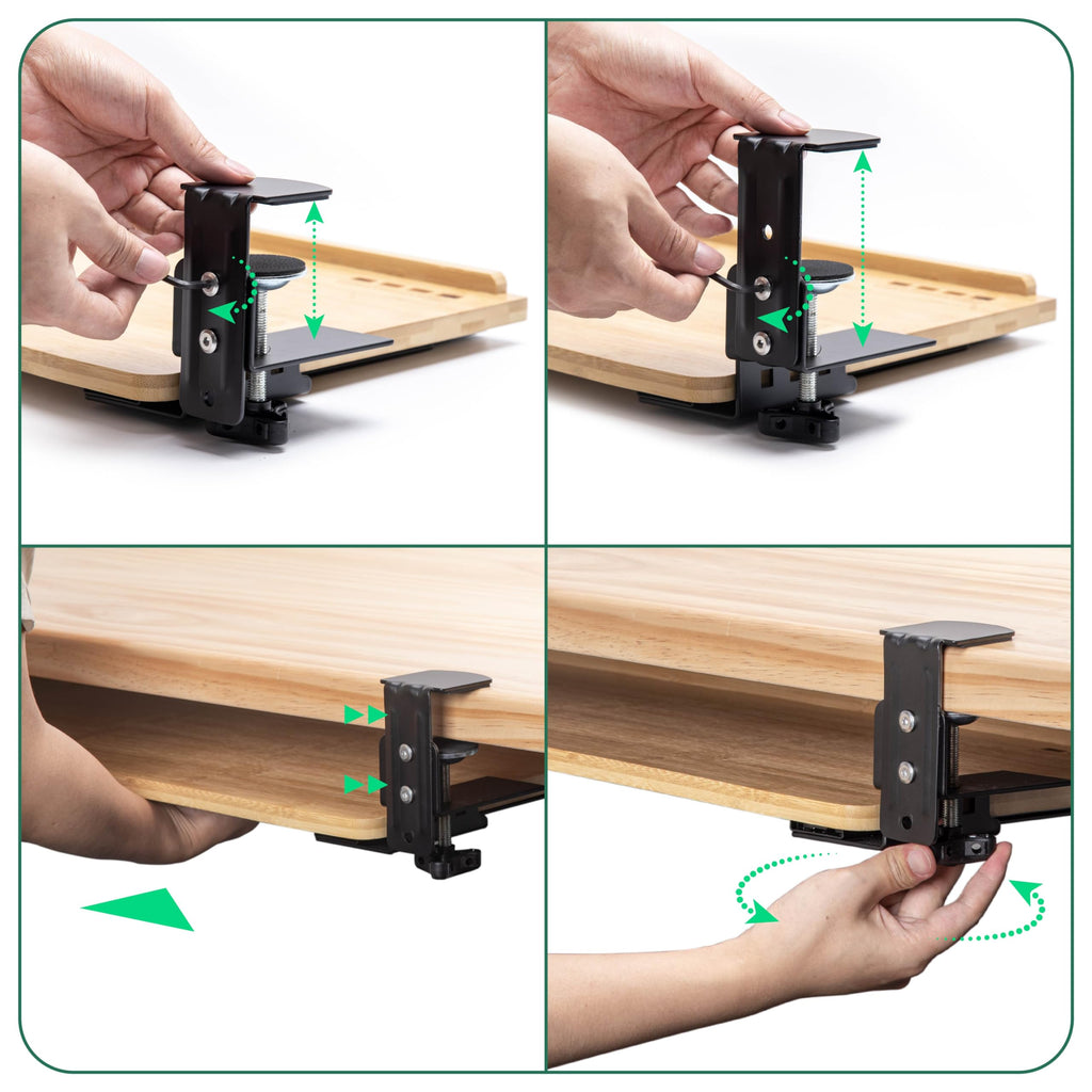 D'vine Dev Bamboo Under-Desk Keyboard Tray with Wrist Rest