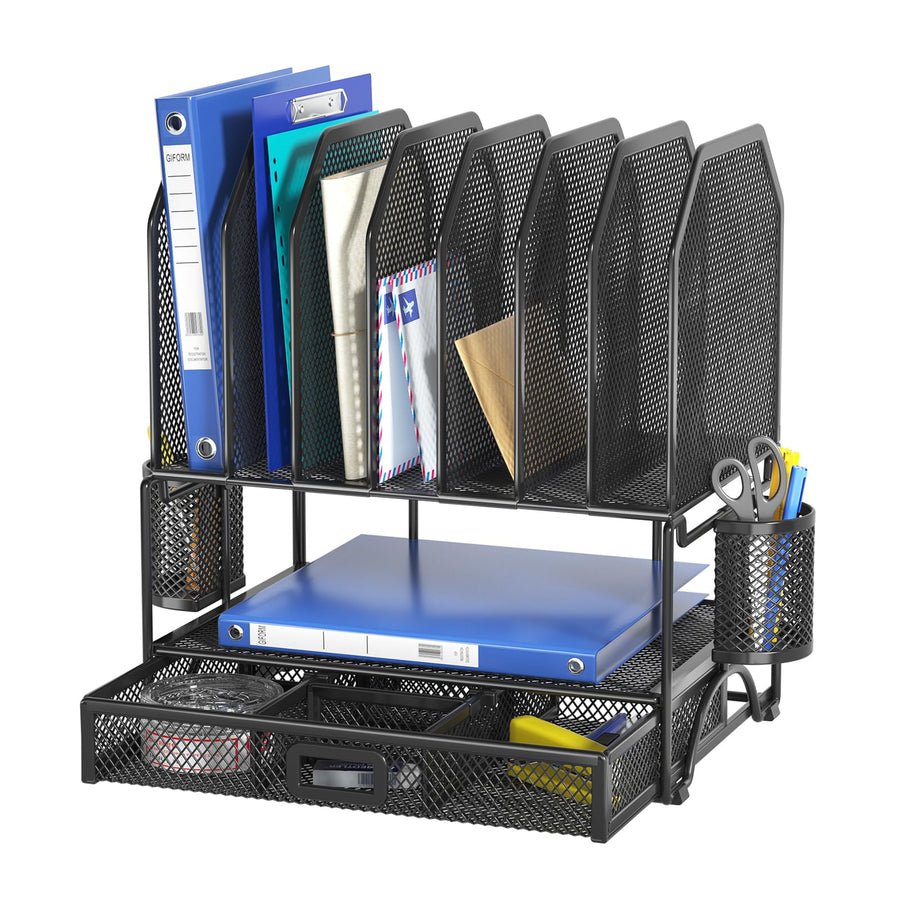 FANXIYQ 7-Section Adjustable Metal Desk and File Organizer