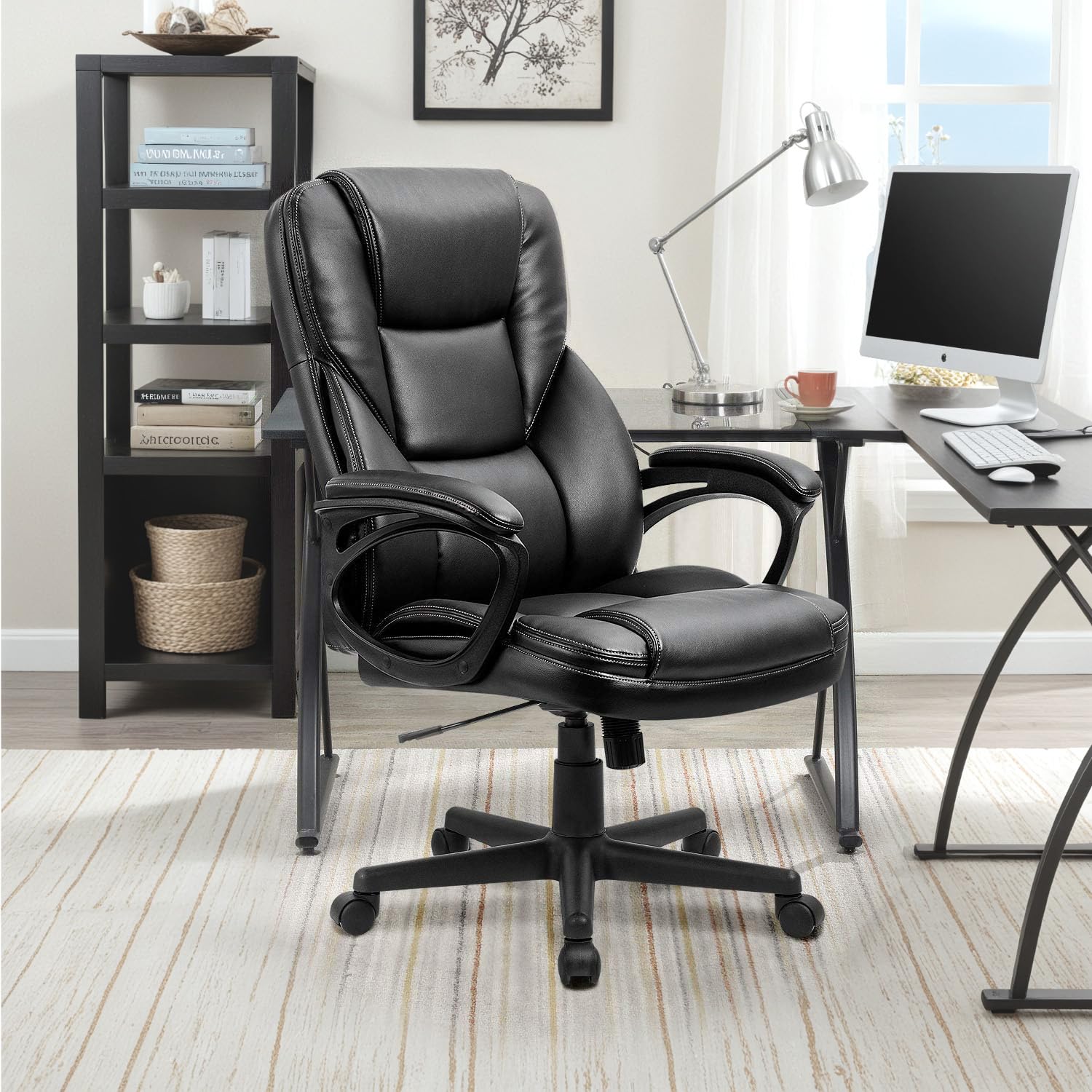Furmax Office Executive Chair High Back Adjustable Managerial Home Desk Chair, Swivel Computer PU Leather Chair