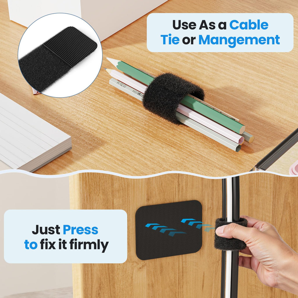 15-Cord Under-Desk Cable Organizer with Adjustable Ties