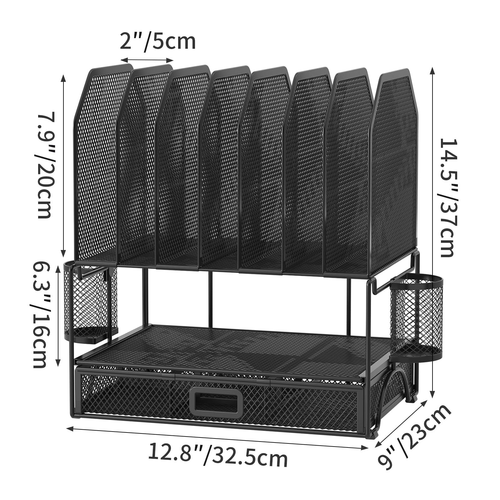 FANXIYQ 7-Section Adjustable Metal Desk and File Organizer