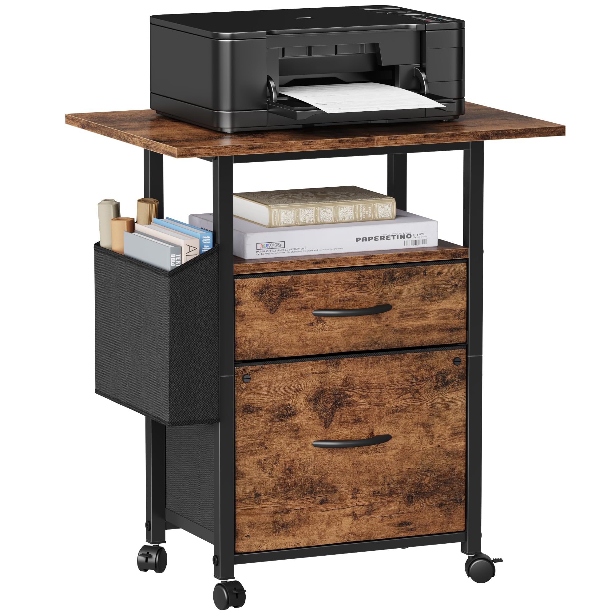 GYIIYUO 24-Inch Mobile 2-Drawer File Cabinet and Printer Stand
