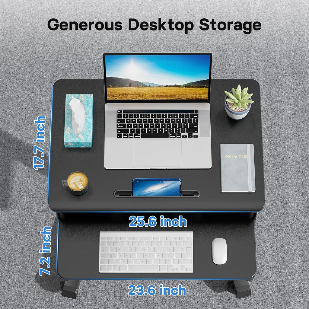 BONTEC Mobile Standing Desk with Keyboard Tray, Mobile Podium, Computer Workstation