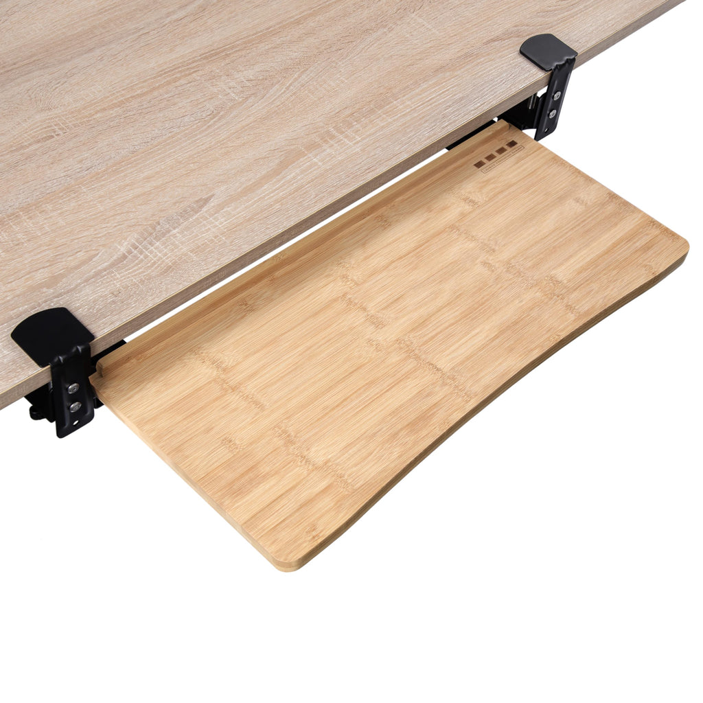D'vine Dev Bamboo Under-Desk Keyboard Tray with Wrist Rest